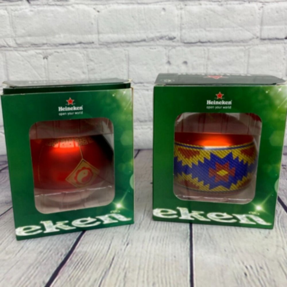 Heineken Beer Collectible Ornaments Christmas Tree Decoration Lot of 2